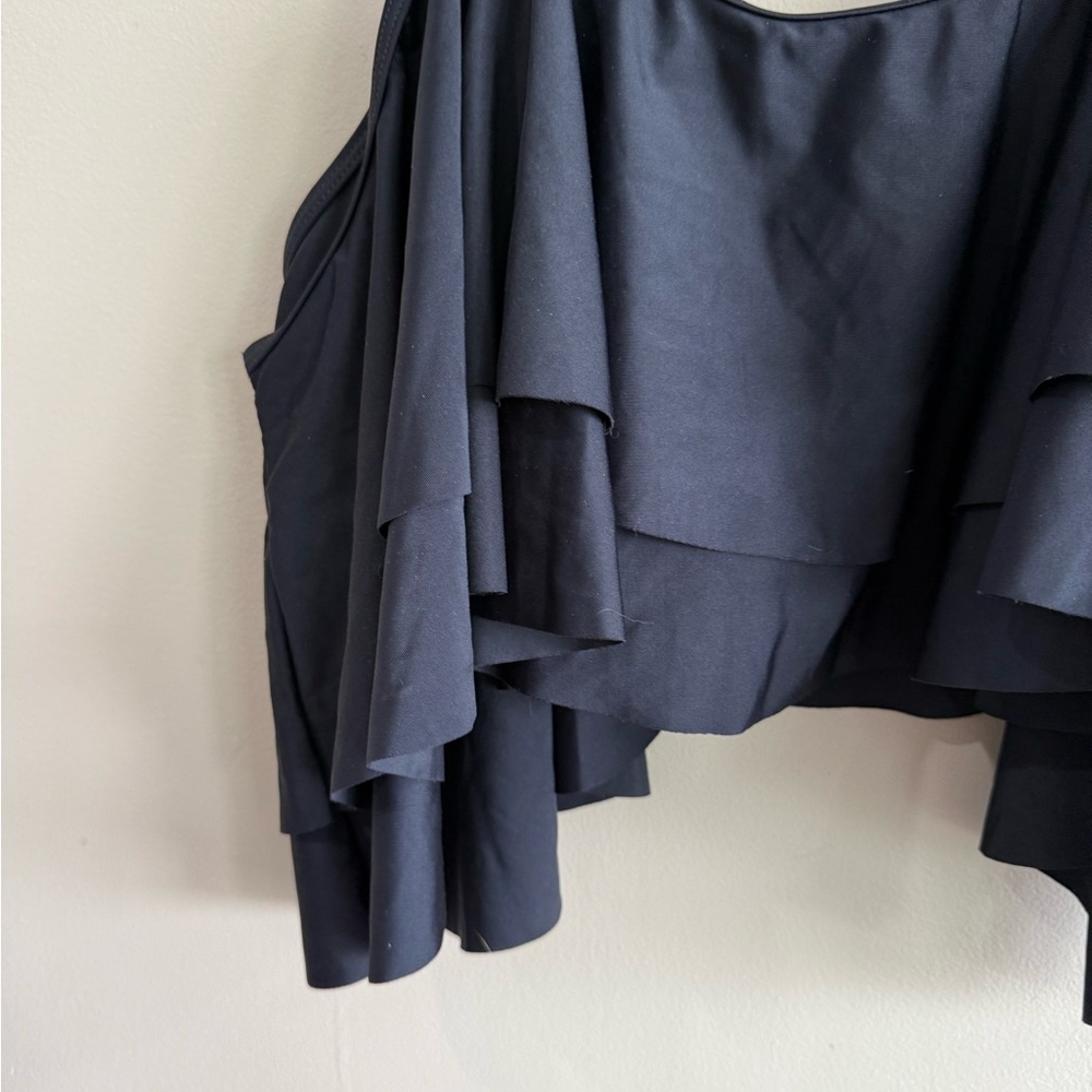Black Asymmetrical Ruffled Swim To 20W - Picture 2 of 8